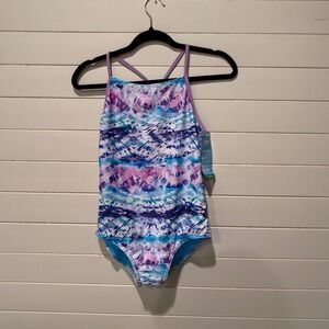 Speedo Youth Girl's XL(16) Tie‎ Dye Swimsuit One Piece UPF 50+